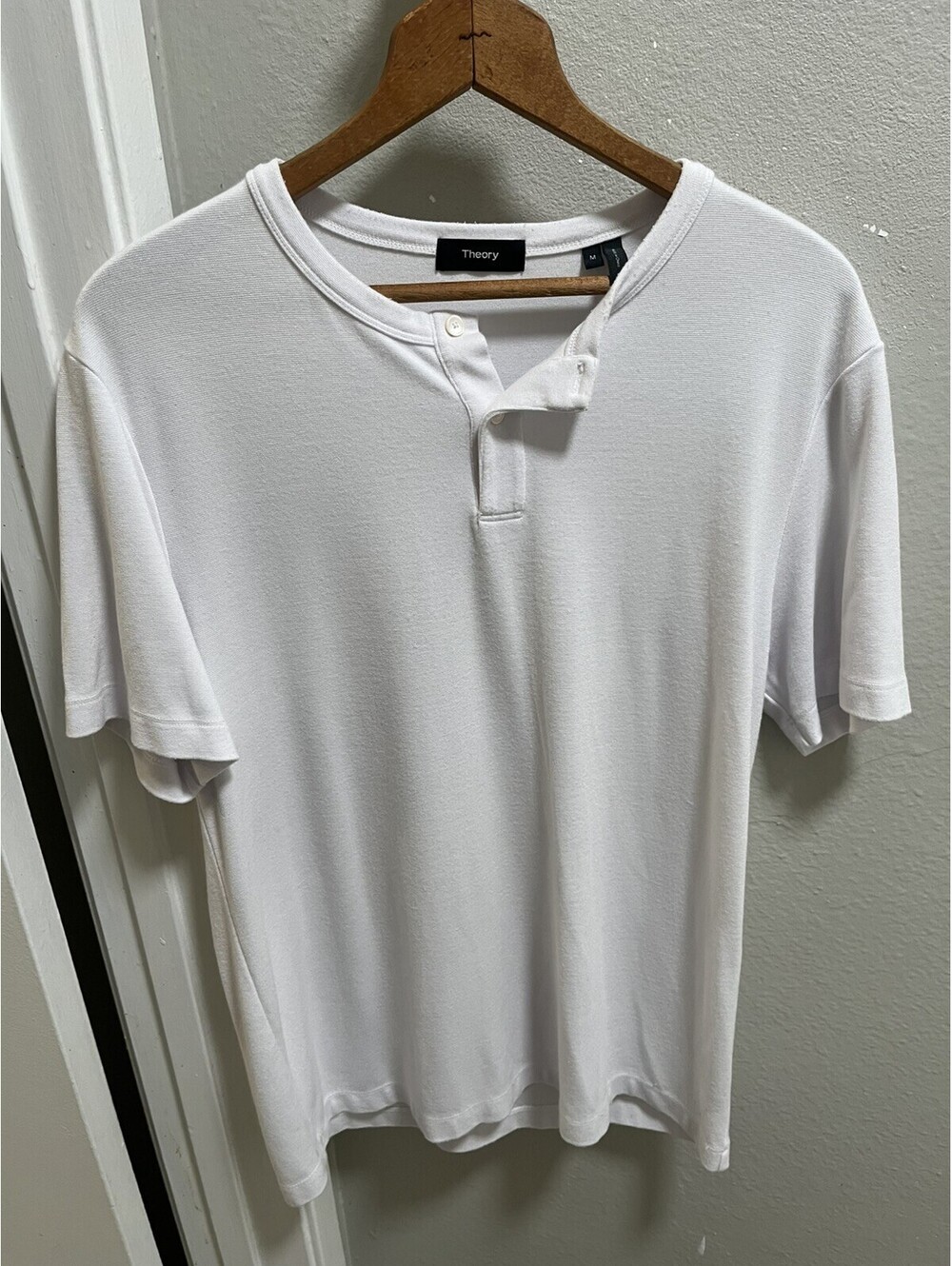 Theory Henley T-Shirt Short Sleeve Knit Modal White Men's M